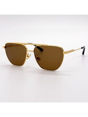 NEW BOTTEGA VENETA SUNGLASSES BV1236S 002 UNISEX GOLD EYEWEAR